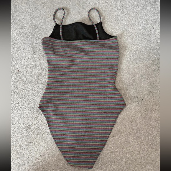 BNWoT stripe rainbow bodysuit size 6 By Topshop - Picture 2 of 4